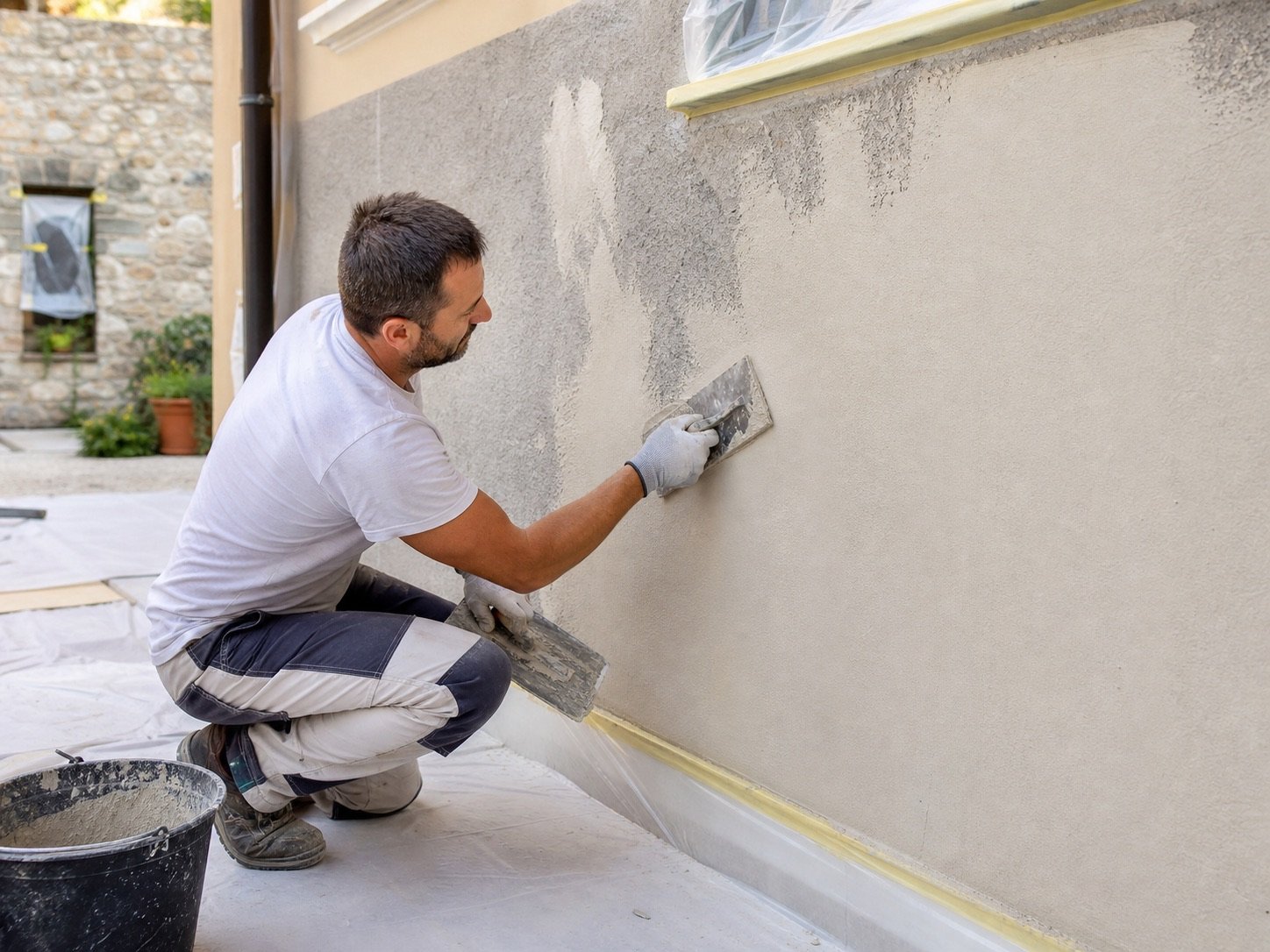 Intonaci Bergamo e rifacimento facciata con finiture pulite: soluzione ordinata